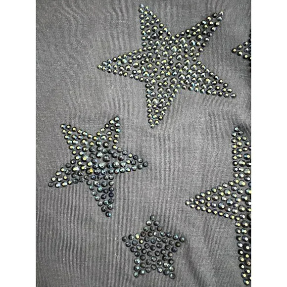 Chico's Touch of Cool Embroidered Stars Flutter Sleeve Tee Size 4 XXL Blue - Picture 3 of 7